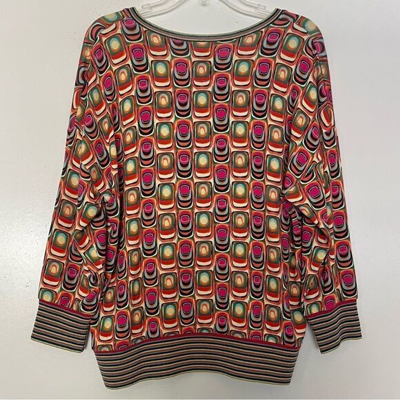 Aldomartins Cap Juluca V-Neck Sweater Lightweight Colorful Mod Geometric Medium - Picture 6 of 11